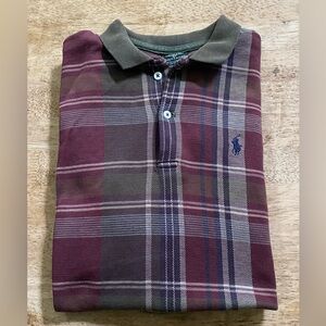 Vintage Polo Ralph Lauren Boy’s‎ Sz M Khaki Plaid Cotton Mesh Polo Shirt